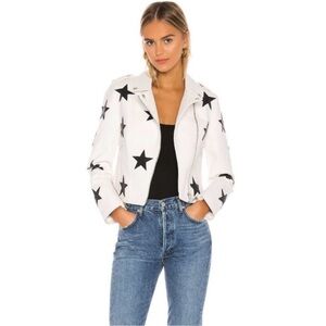 Blank NYC Vegan Leather Star Patch Moto Jacket in Kick Off